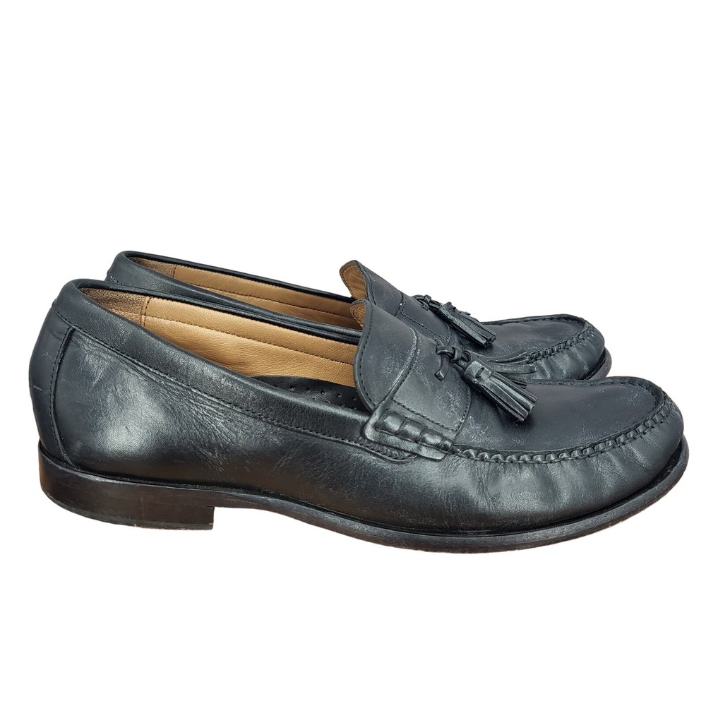 Cole Haan Pinch Loafers‎ Mens 9.5 M Black Leather Hand Sewn Tassel Slip On Shoes